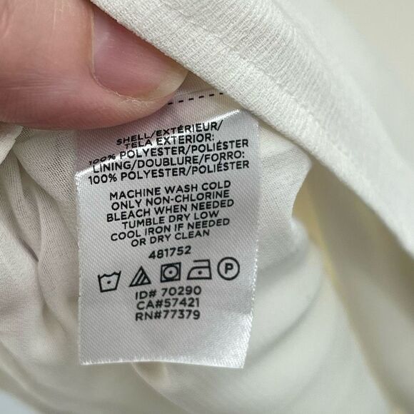 Ann Taylor Womens Drawstring Neckline Blouse Top Sleeveless Lined Cream XS - Picture 7 of 10